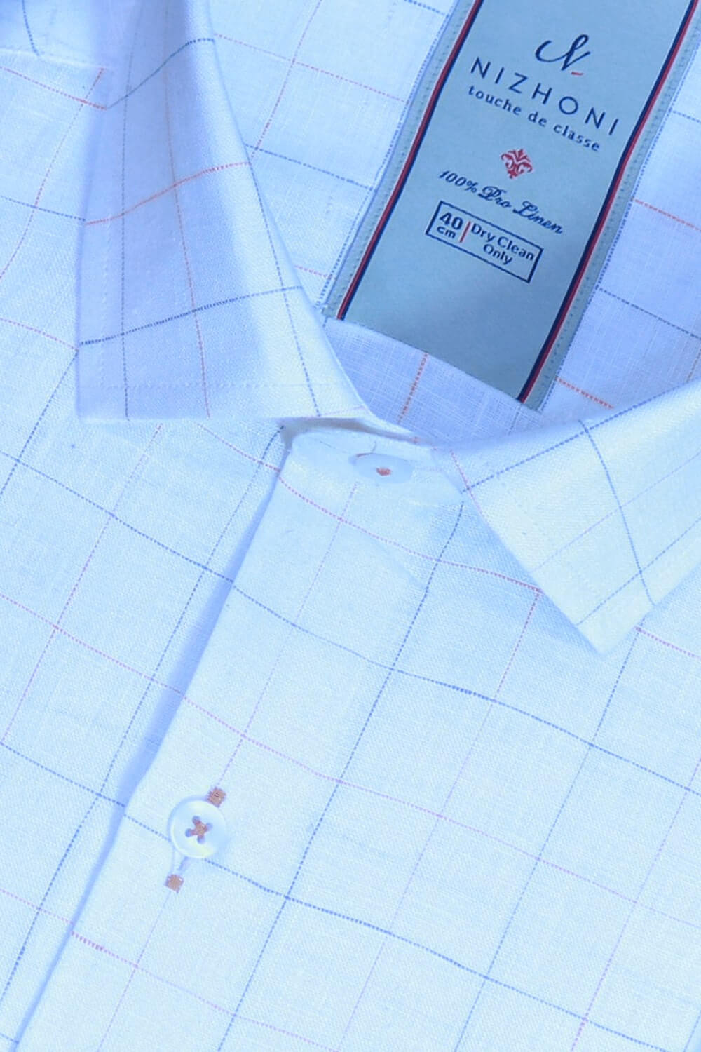 White Mix Thin Line Checks Pro Linen Slim Fit Shirt 1302