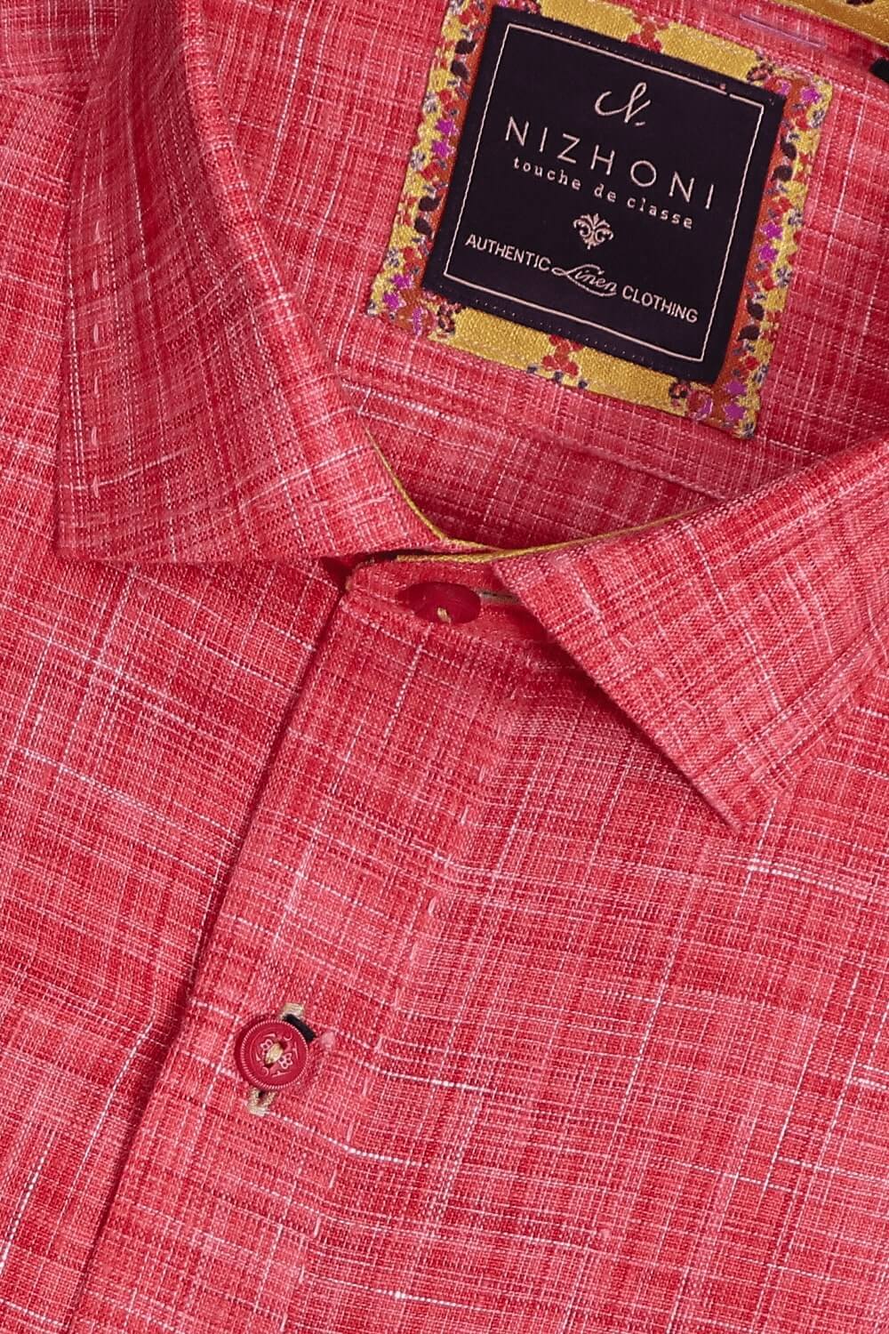 Red Stich Design Plain Pro Linen Slim Fit Shirt 3080
