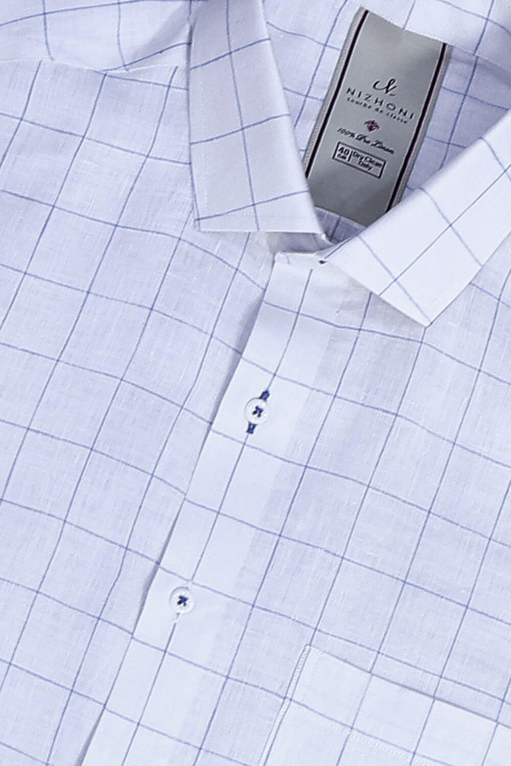 White Blue Checks Pro Linen Shirt 1276