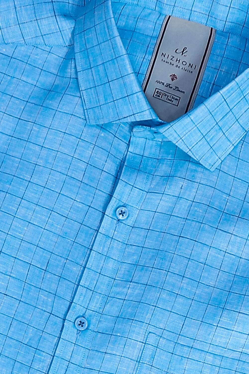 Sky Blue Checks Pro Linen Shirt 1291