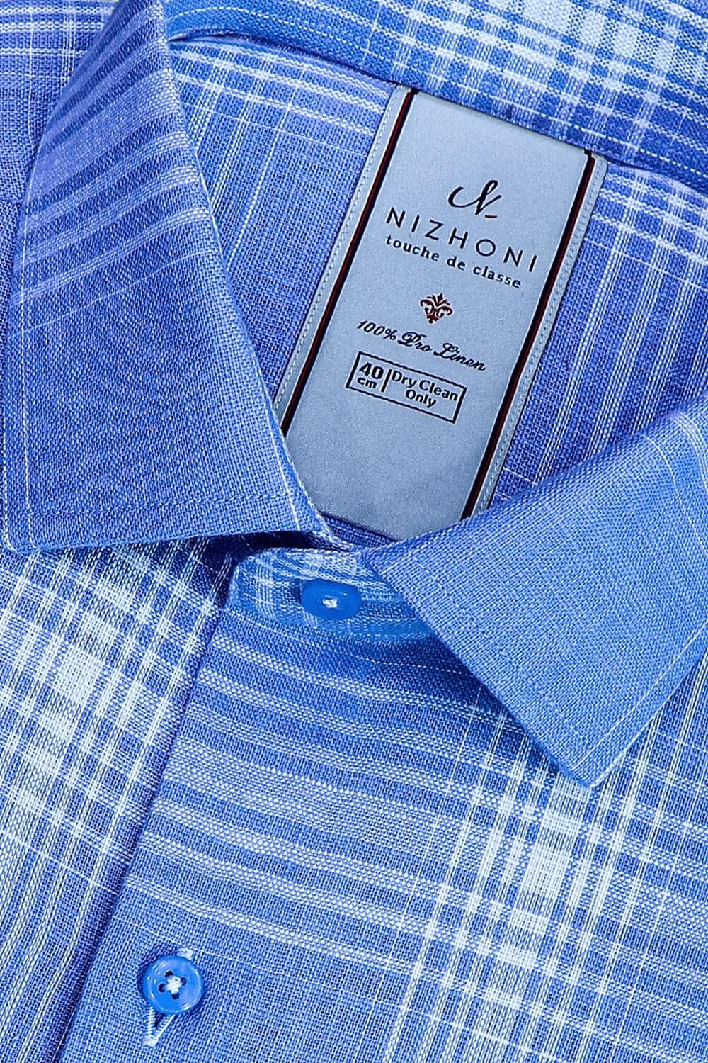 Light Grey Checks Pro Linen Slim Fit Shirt 845