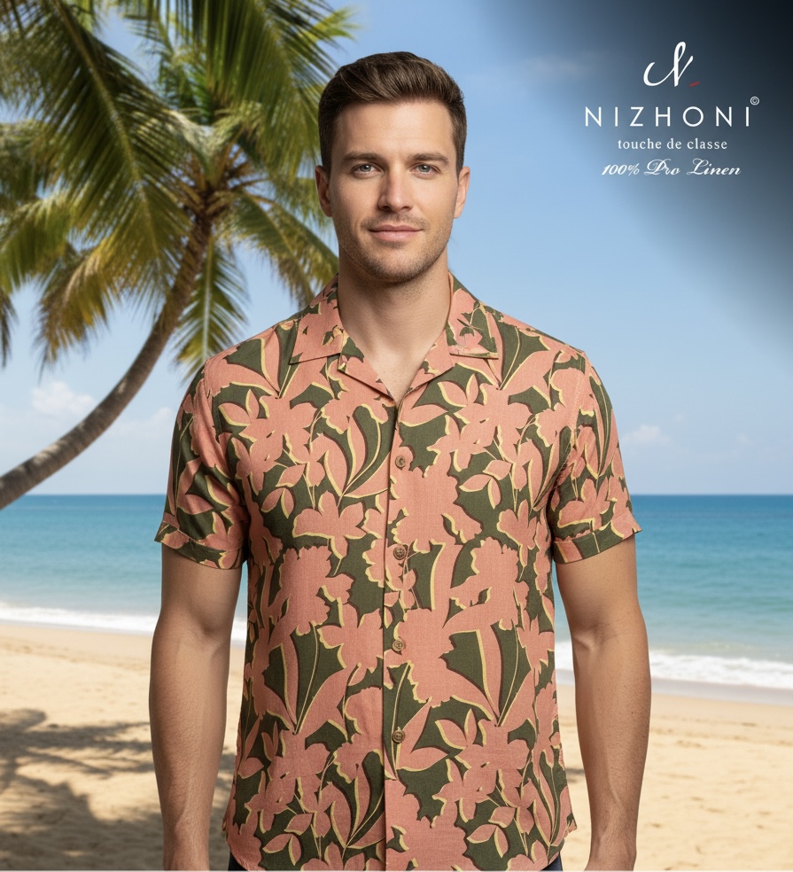 <p>PINK GREEN FLORAL DESIGN HALF SLEEVE SLIM FIT SHIRT&nbsp;</p>