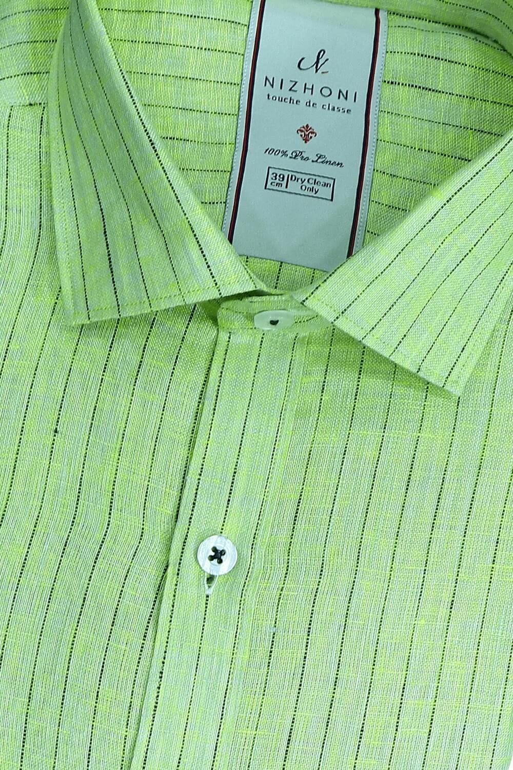 Light Yellow Stripe Pro Linen Slim Fit Shirt 1094