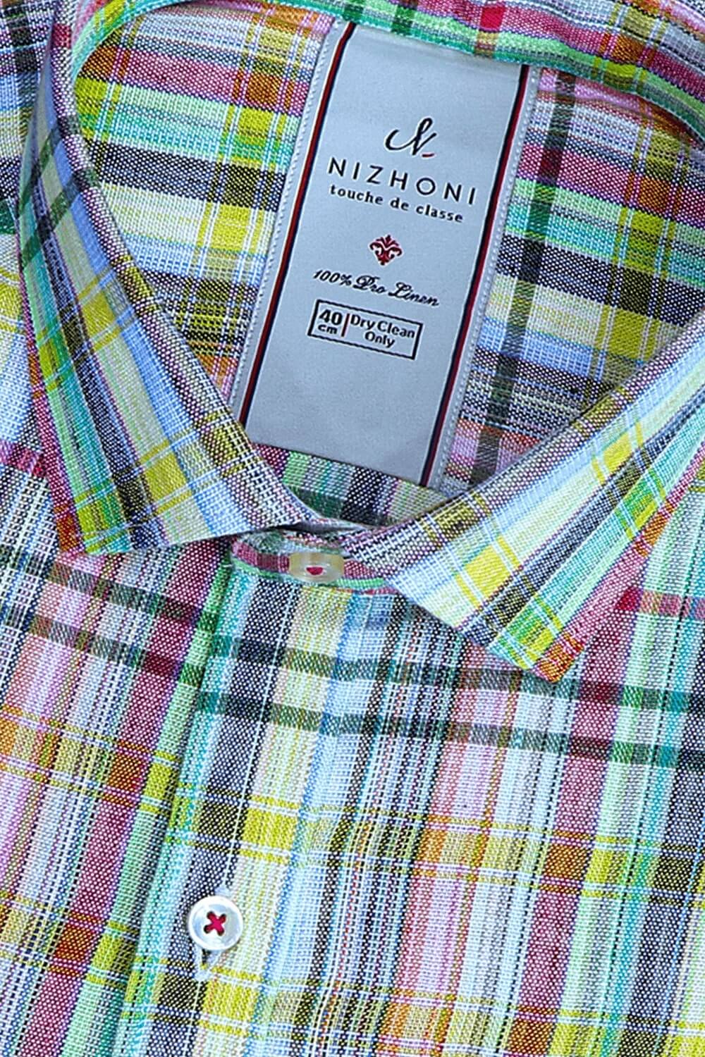 Multi Color Checks Pro Linen Full/Half Sleeve Slim Fit Shirt 926