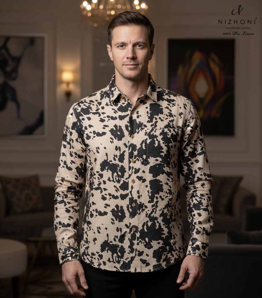 <p>BLACK DESIGN FULL SLEEVE SHIRT SLIM FIT&nbsp;</p>