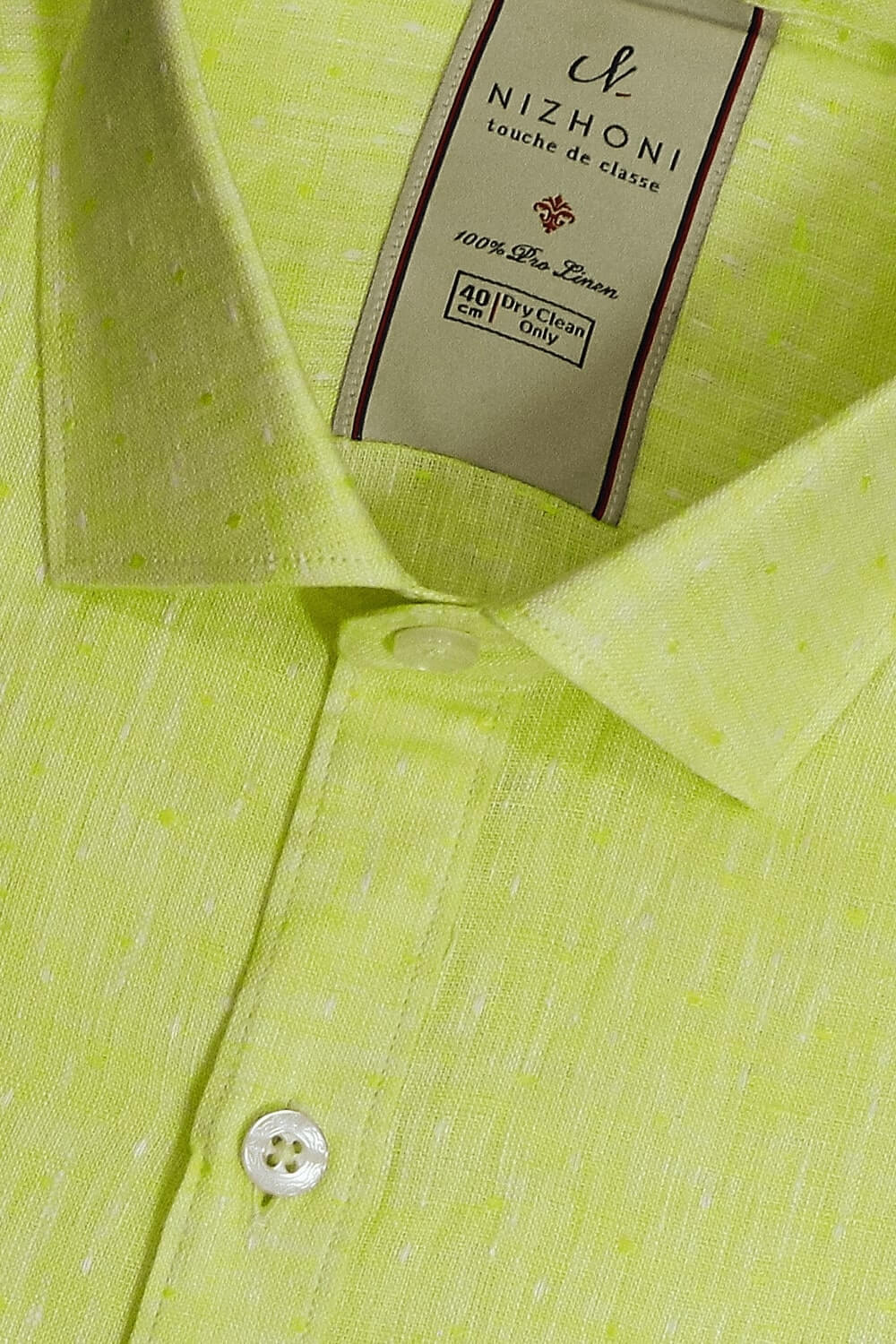 Yellow Dots Plain Pro Linen Slim Fit Shirt 3355