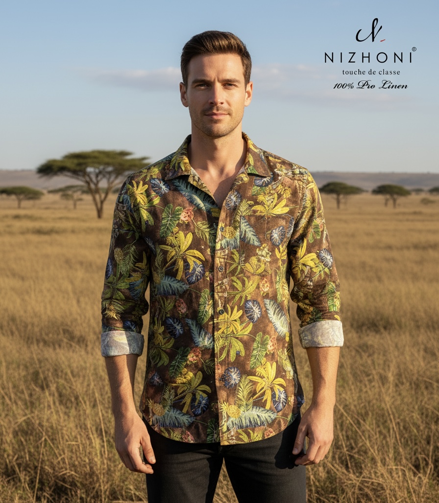 <p>BROWN FLORAL PRINT SHIRT FULL SLEEVES SLIM FIT&nbsp;</p>