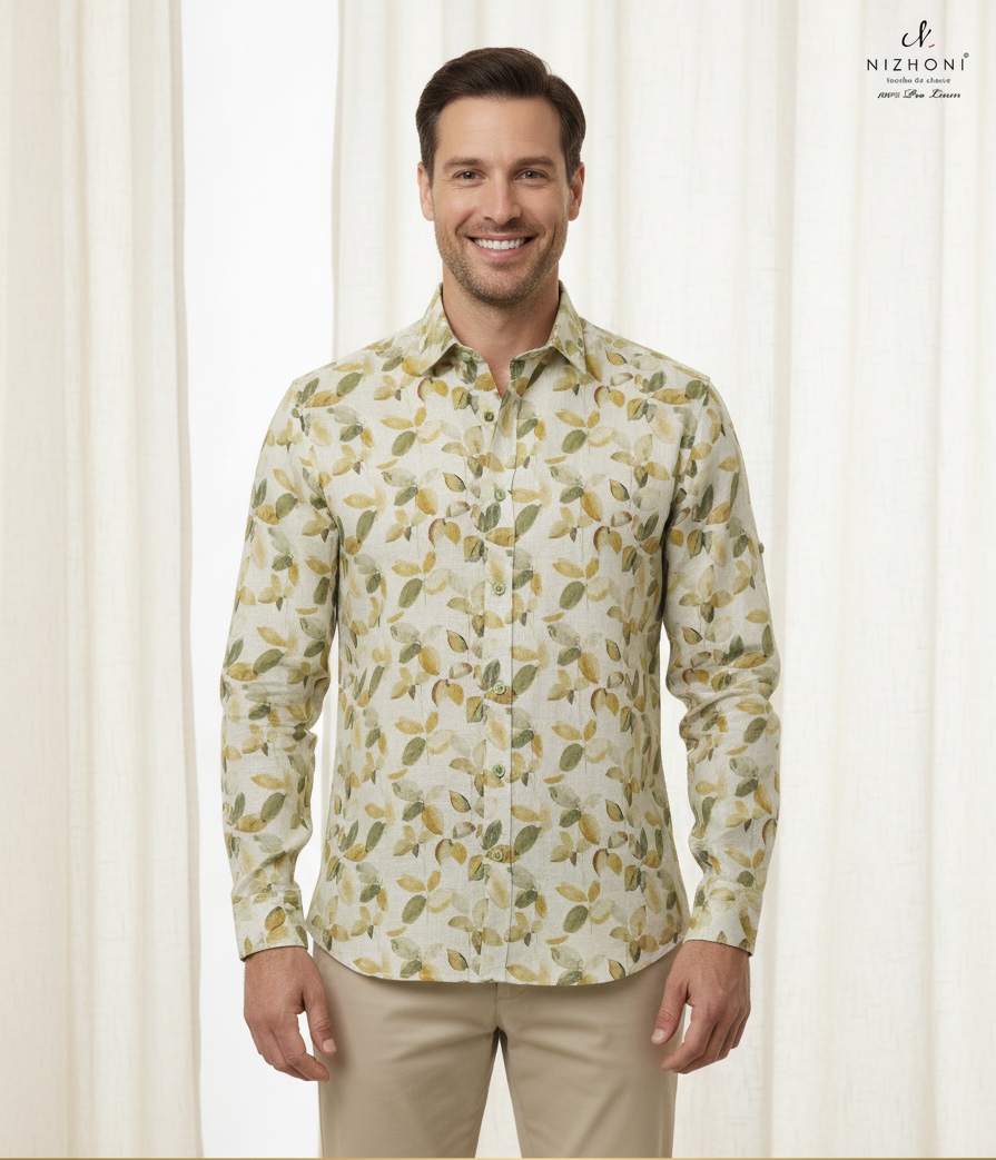 <p>YELLOW FLORAL PRINT SHIRT FULL SLEEVE SLIMFIT&nbsp;</p>